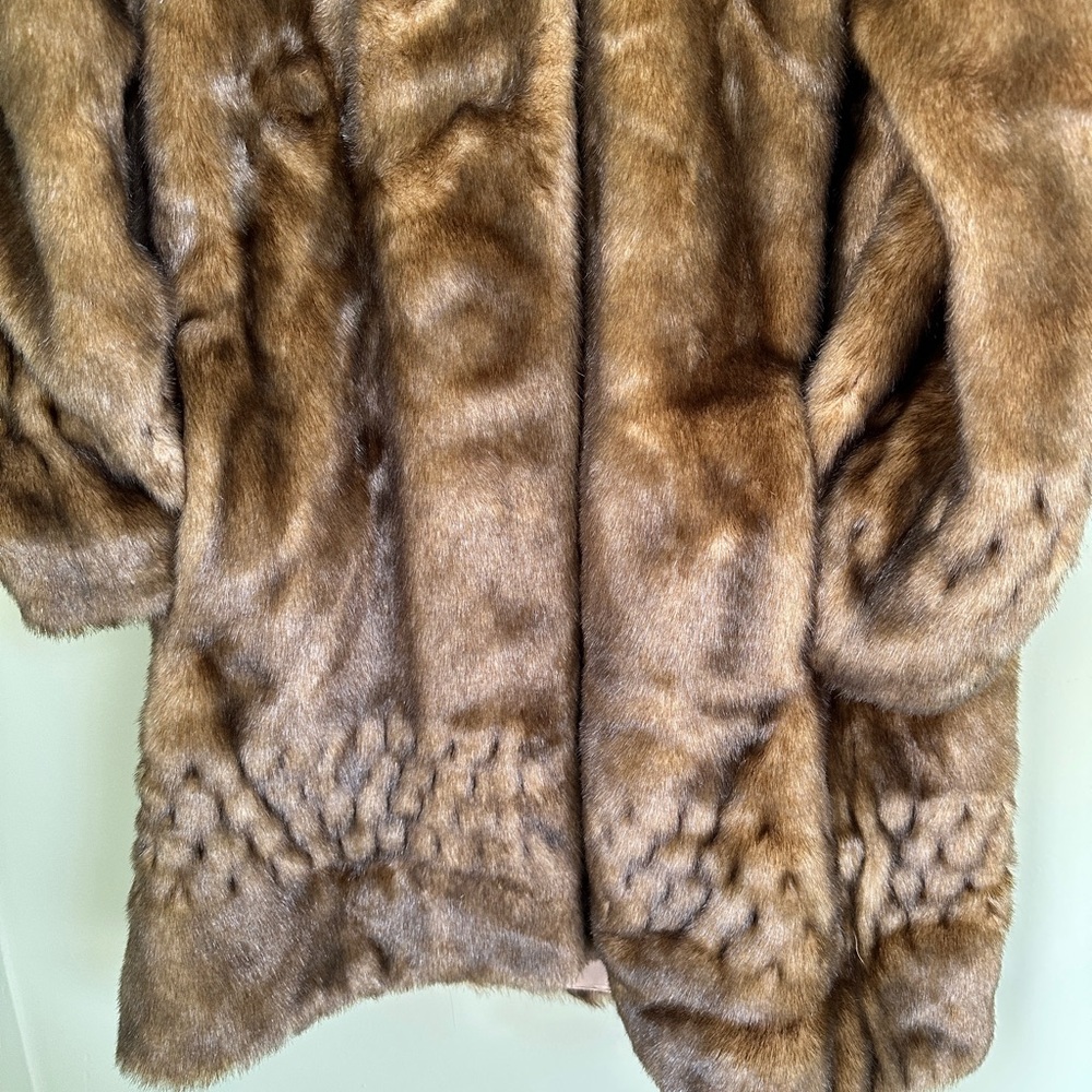 ALPINE STUDIO SOFT LUXURIOUS BROWN FAUX MINK FUR  JACKET COAT SIZE S - Picture 5 of 11